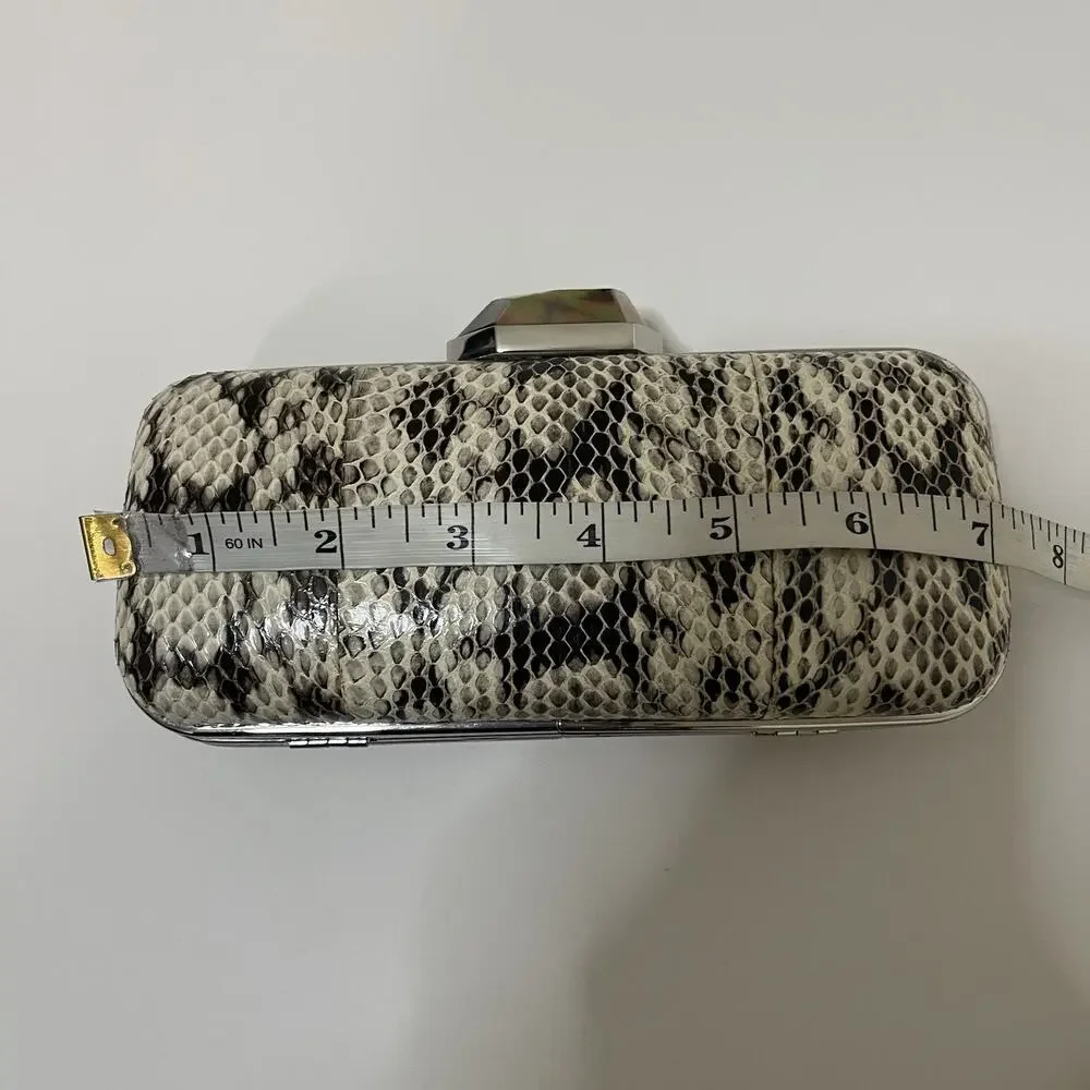 RAFE Snake Skin Clutch evening shoulder purse Demi Python white black combo